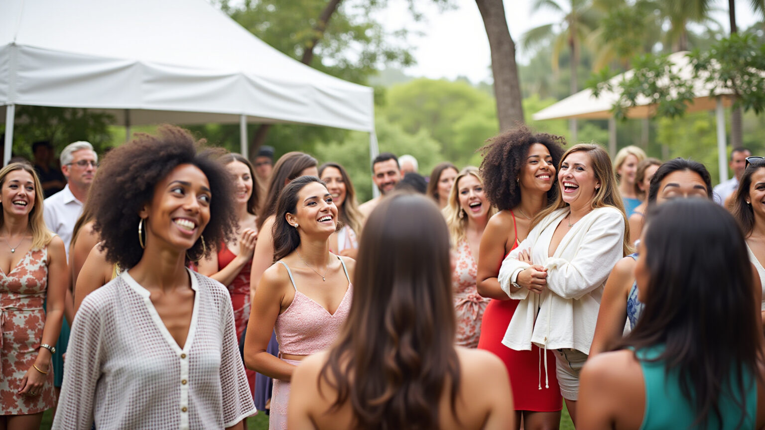 Evento vibrante em Maceió com tenda branca elegante.