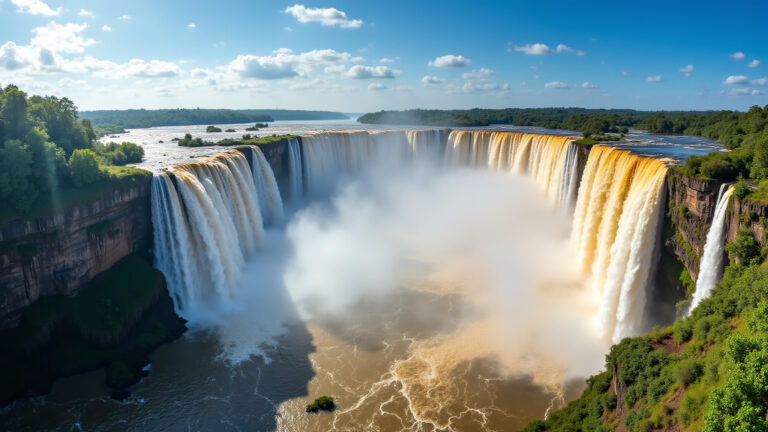 Vista panorâmica das Cataratas do Iguaçu, lado brasileiro.