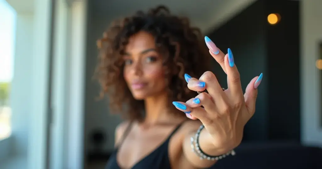 Como fazer unha de fibra azul degradê: técnica que dura 4 semanas