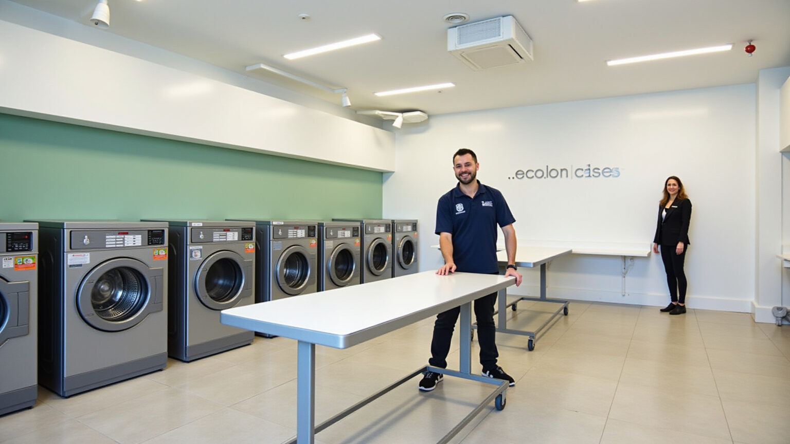 Lavanderia moderna e organizada na Barra da Tijuca.