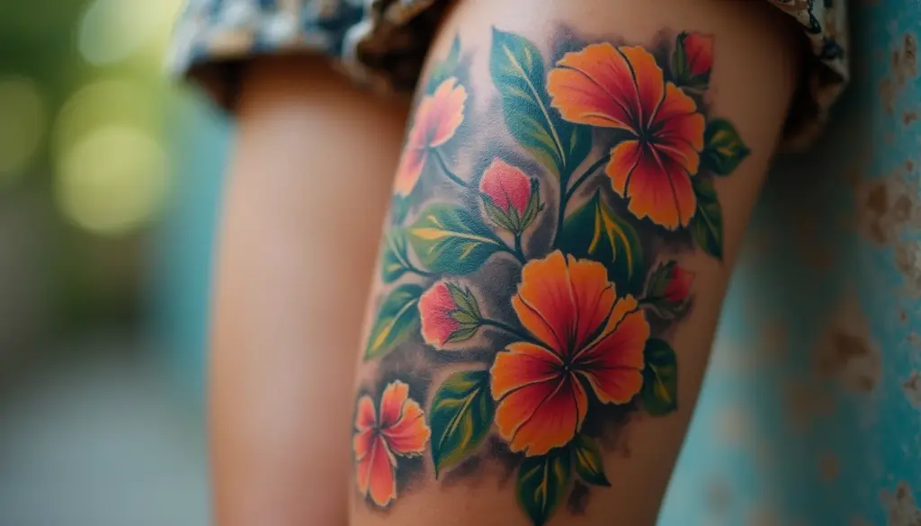 Tatuagem Feminina Na Coxa Colorida: A Tendência Chique de 2026!