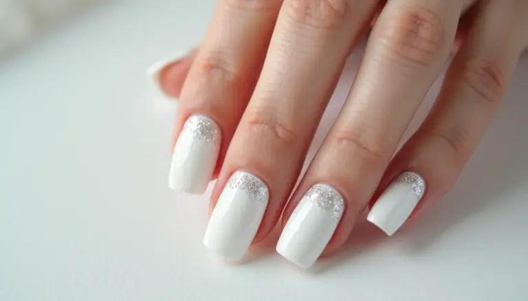 Unhas Encapsuladas Branca Glitter: Tendência 2026! Unhas Encapsuladas Branca Glitter: Tendência 2026!