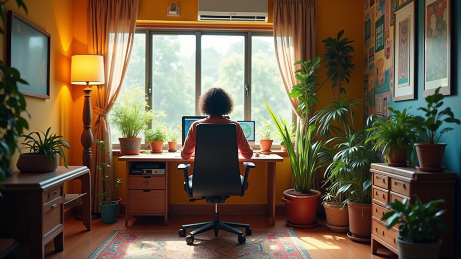 Home office produtivo e inspirador com estilo brasileiro moderno.