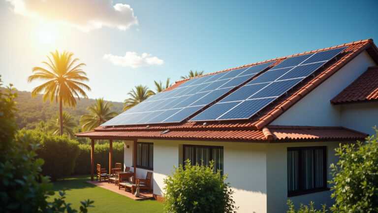 Energia solar se torna alternativa cada vez mais presente em Contagem Painéis solares instalados em casa em Contagem, MG.