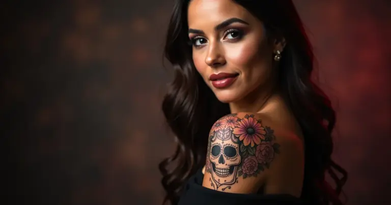 45 Ideias de Tatuagem Catrina Feminina com Flores para Sua Pele Contar História