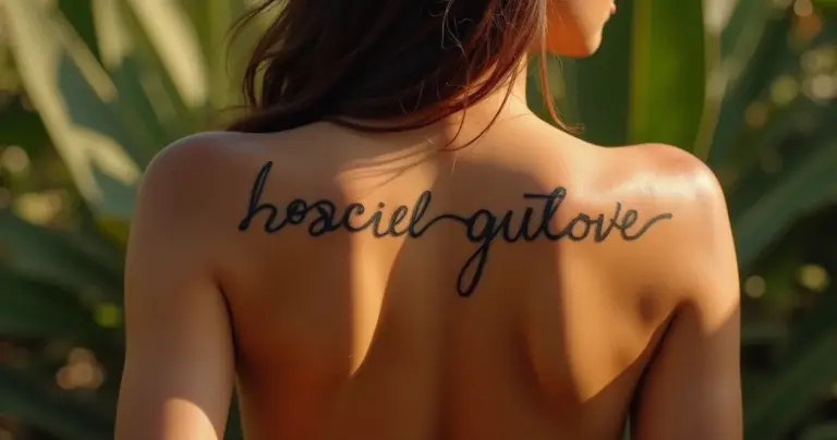 27 Ideias de Tatuagem Escrita nas Costas Feminina Horizontal: Elegância que se Adapta ao Seu Look