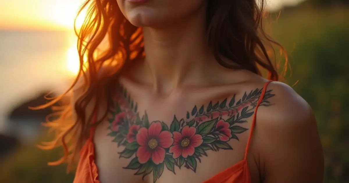 15+ Ideias de Tatuagem no Peito Feminino: Da Clavícula ao Underboob