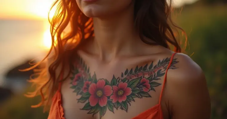15+ Ideias de Tatuagem no Peito Feminino: Da Clavícula ao Underboob