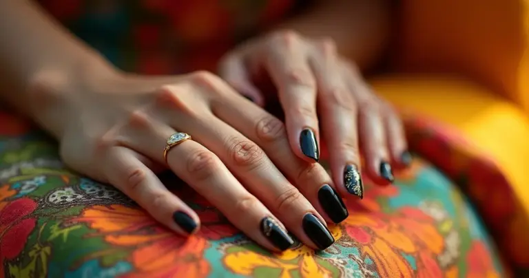 15 Ideias de Unha de Gel Decorada Delicada Preta para Sofisticação Instantânea