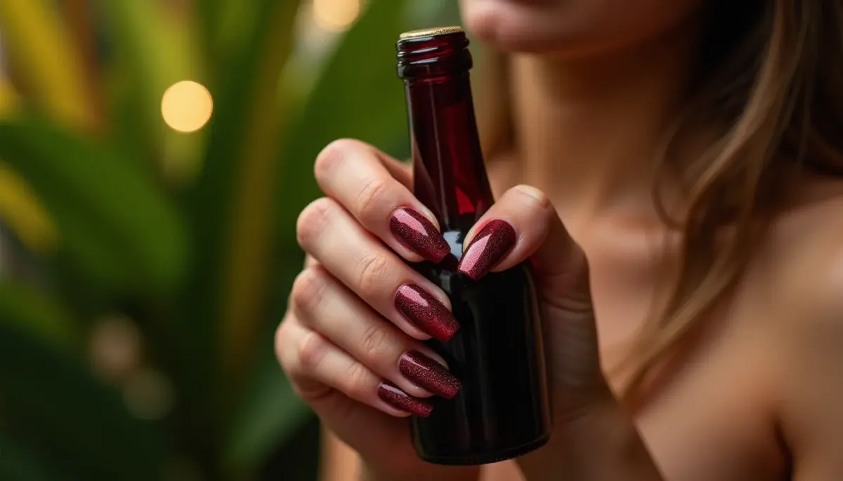 45 Ideias de Unha Vinho com Glitter Elegantes e Fáceis