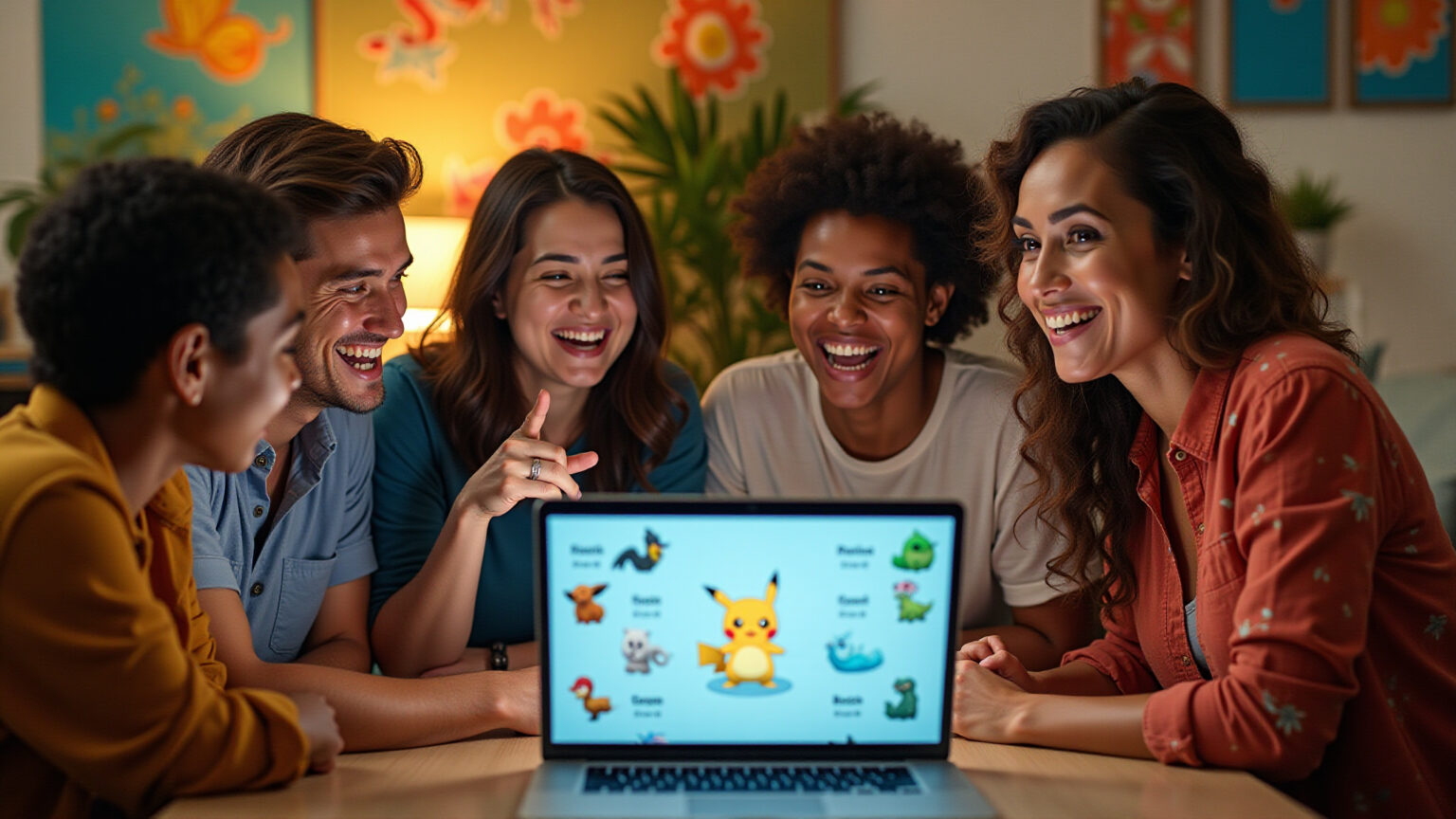 Brasileiros jovens e adultos usando um Pokédex online em português.