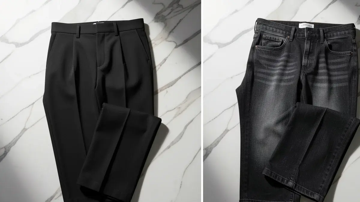 Diferença Entre Calça Preta de Alfaiataria e Jeans para Looks Versáteis