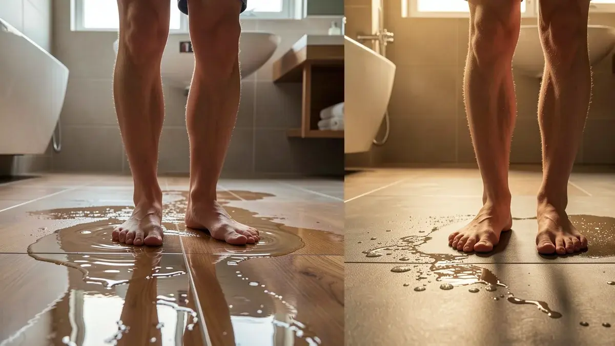 Diferença Prática Entre Acetinado e Brilhante para Piso Amadeirado em Áreas Molhadas