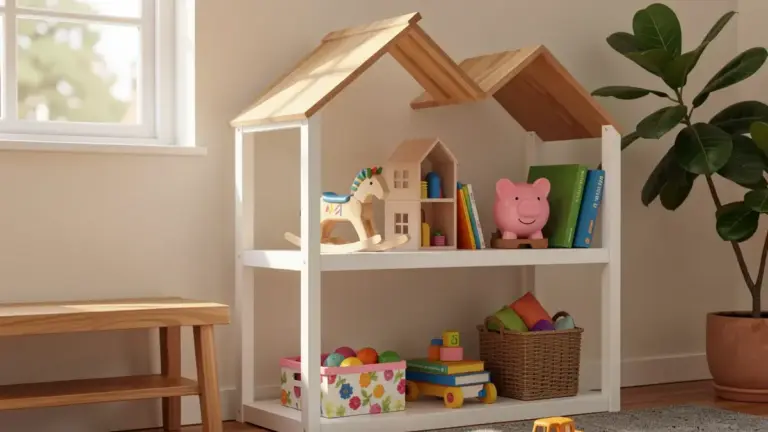 7 Estantes Casinha para Quarto Infantil (Fotos e DIY) 7 Estantes Casinha para Quarto Infantil (Fotos e DIY)