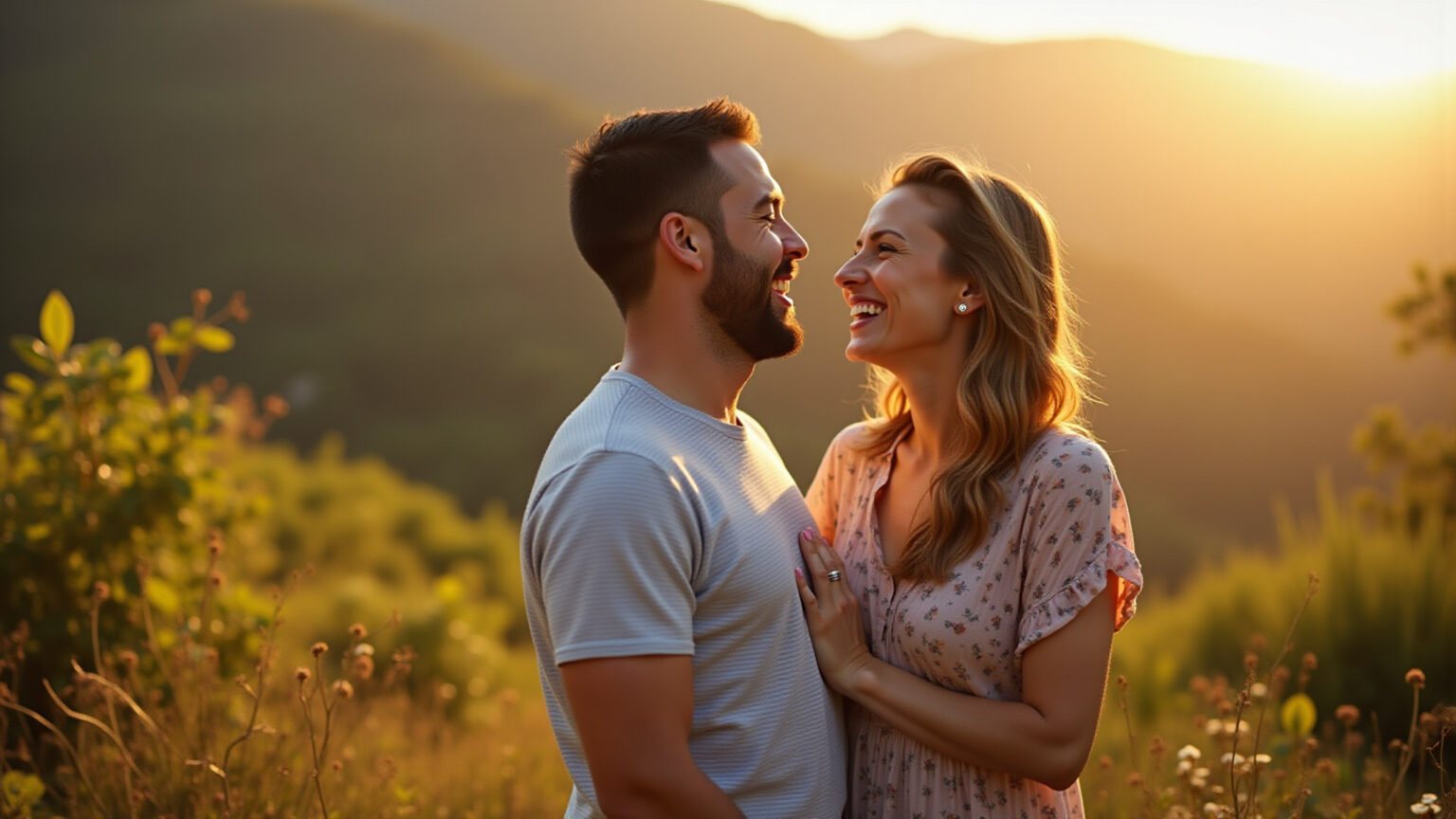 Casal brasileiro sorrindo planejando mudança para Campinas, indicando custo de vida e qualidade de vida.
