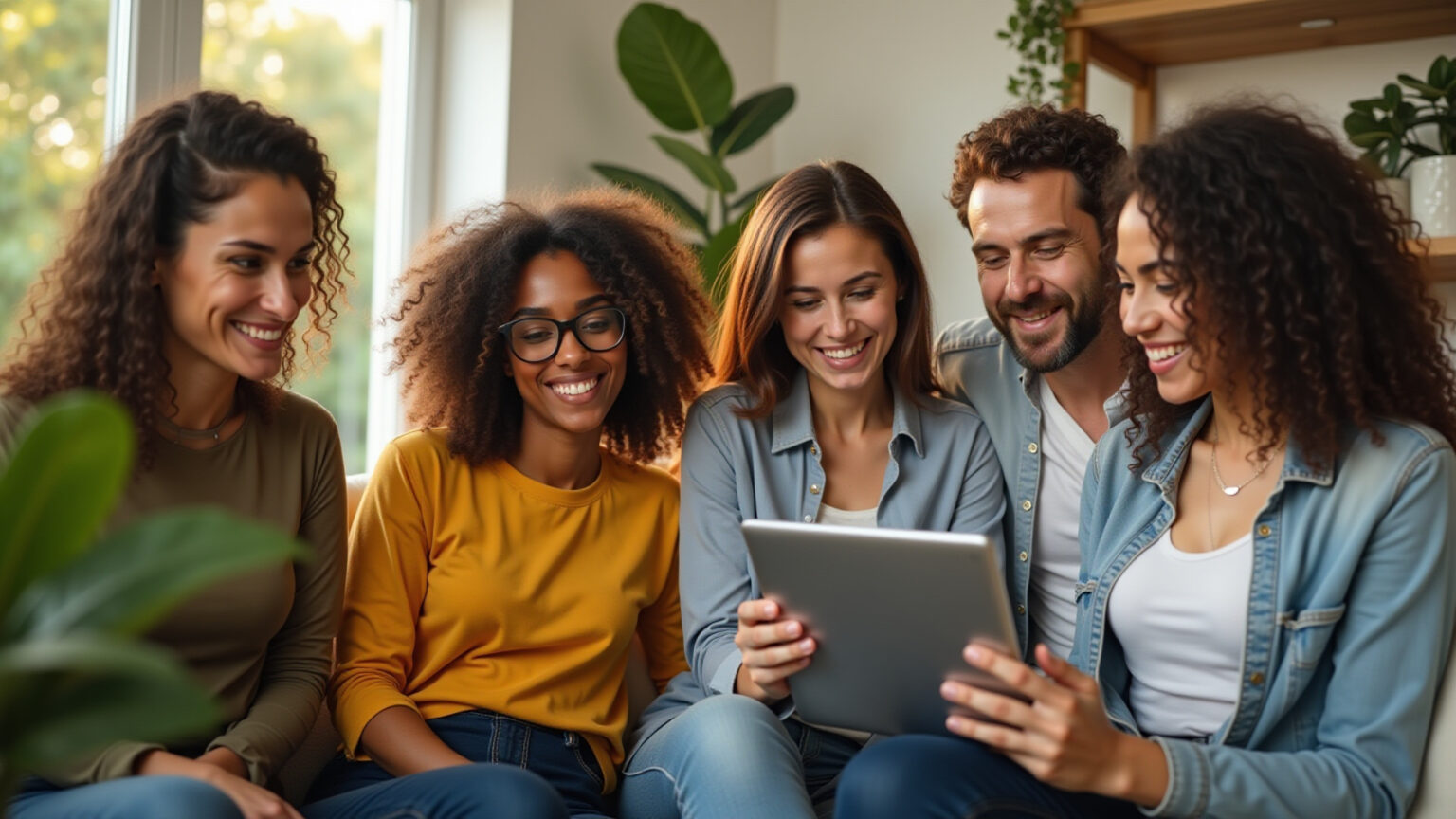 Brasileiros avaliando confiabilidade de serviços online em um tablet.
