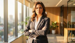 Mulher de negócios confiante em escritório moderno