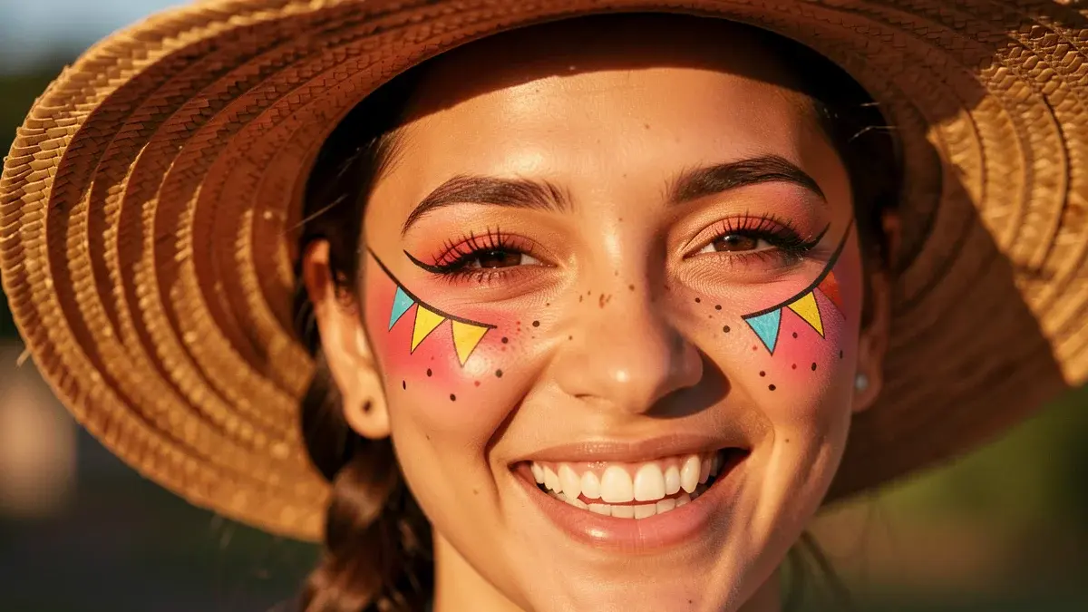 MAQUIAGEM FESTA JUNINA BANDEIRINHAS (Técnicas Fáceis)
