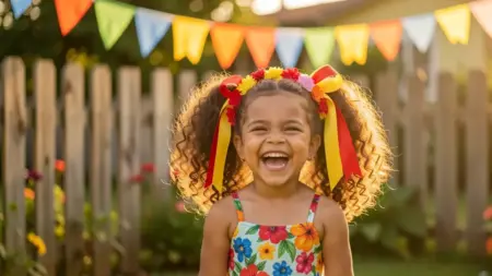 Penteados Juninos para Cabelo Cacheado Infantil (Inspirações Autênticas)