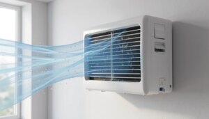 Como funciona um ar-condicionado? Entenda o processo de climatização dos ambientes Ar-condicionado split evaporando ar frio com gotículas de condensação