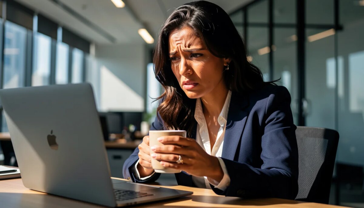 Mulher empresária preocupada com segurança de rede
