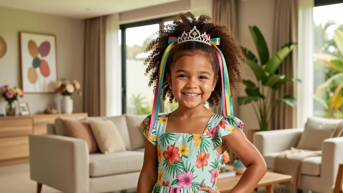 Penteados para Festa Junina em Cabelo Cacheado Infantil: Ideias Fáceis e Lindas